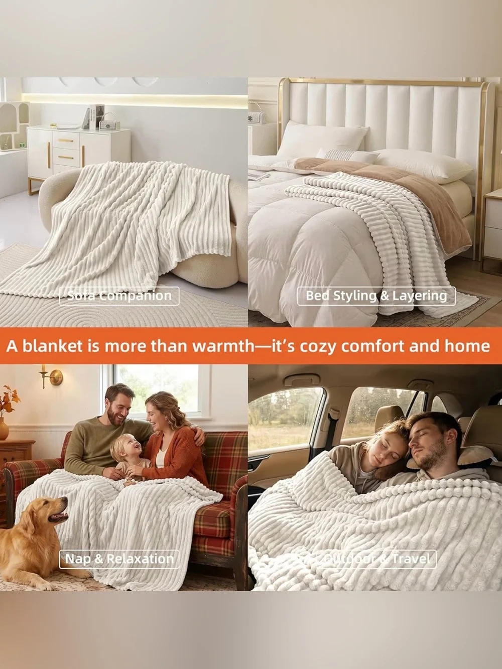 White Flannel Fleece Throw Blanket